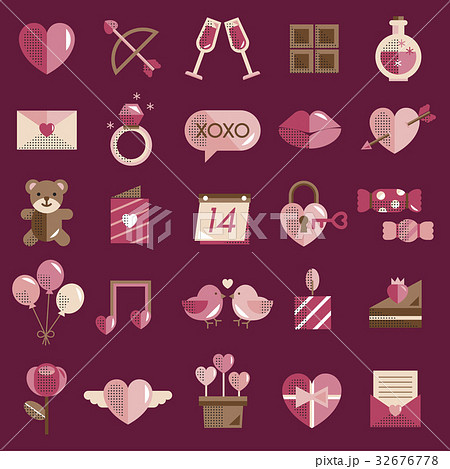 February Happy Valentine Icon Set Vector 32676778