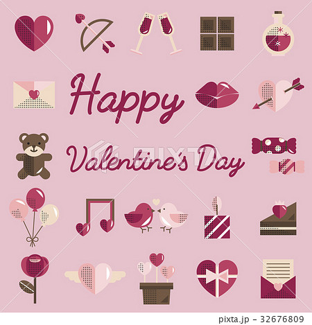 February Happy Valentine Icon Set Vector February Happy Valentine Icon Set Vector 32676809