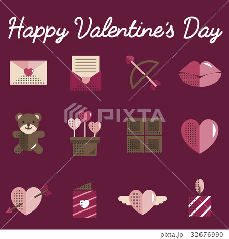 February Happy Valentine Icon Set Vector 32676990