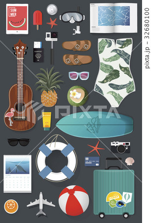 Summer Stuff Set Collection Vector Illustration 32680100
