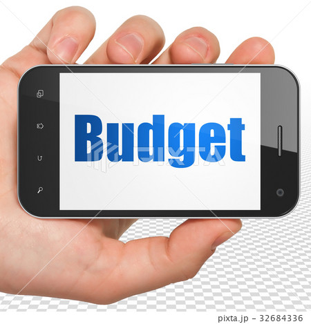 Money concept: Hand Holding Smartphone with Budget Money concept: Hand Holding Smartphone with Budget 32684336