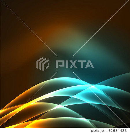 Energy lines, glowing waves in the dark, vector Energy lines, glowing waves in the dark, vector 32684428
