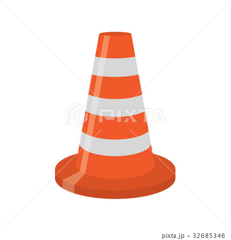 orange road cone with white lines 32685346