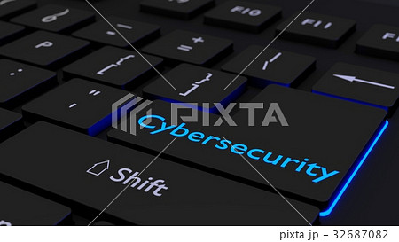 Black Keyboard Glowing Cybersecurity Enter Keyのイラスト素材