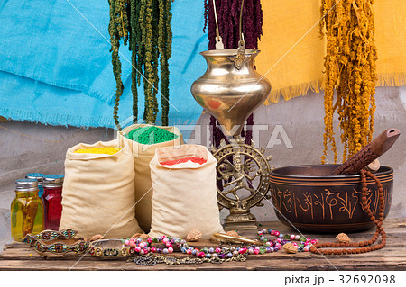 Singing bowl and other ritual objects Singing bowl and other ritual objects 32692098