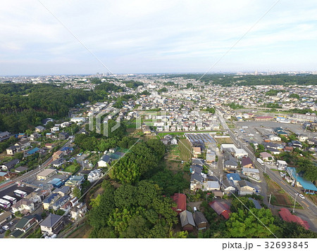 埼玉県 所沢市 空撮 市街地 ドローン 高度100mの写真素材