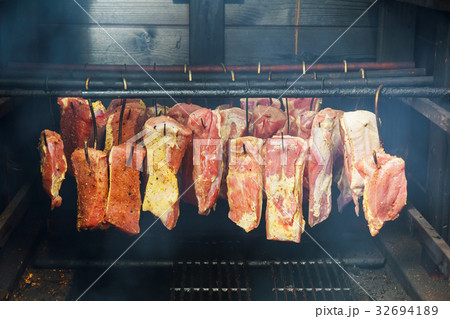 Ham, in a homemade smokehouse 32694189