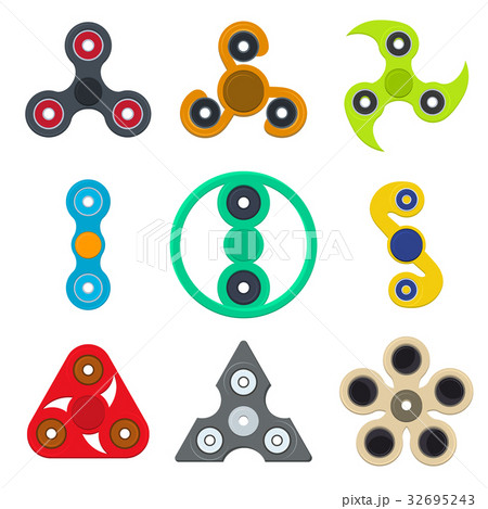 Cartoon Spinner Toy Color Icons Set. Vector Cartoon Spinner Toy Color Icons Set. Vector 32695243