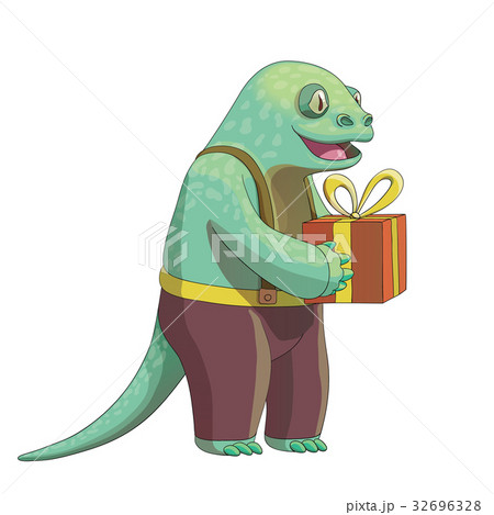Cartoon lizard character, vector drawing 32696328