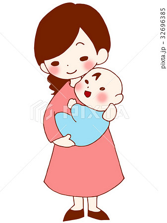 赤ちゃんを抱く女性のイラスト素材