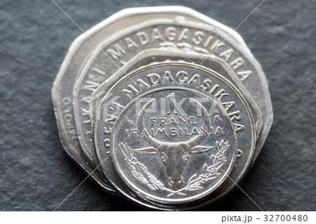 Close up picture of Malagasy ariary coins. Close up picture of Malagasy ariary coins. 32700480
