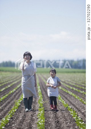畑を歩く親子 畑を歩く親子 32702290