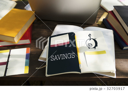 Piggy Bank Money Savings Future Investment Word Graphic 32703917