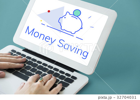 Piggy Bank Money Savings Future Investment Word Graphic 32704031