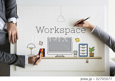 Office Workspace Interior Modern Design Graphic Office Workspace Interior Modern Design Graphic 32705077