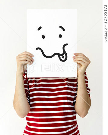 Illustration of drunk unconscious face on banner 32705172