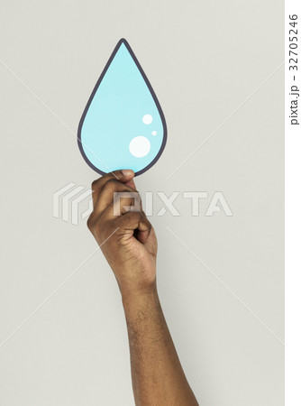 Human Hand Holding Water Droplet 32705246