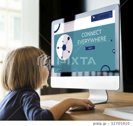 Illustration of social media online communication on computer Illustration of social media online communication on computer 32705910