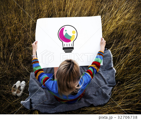 Young kid working on billboard network graphic overlay 32706738