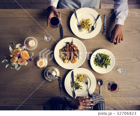 Couple Having Dinner Date at Restaurant 32706823