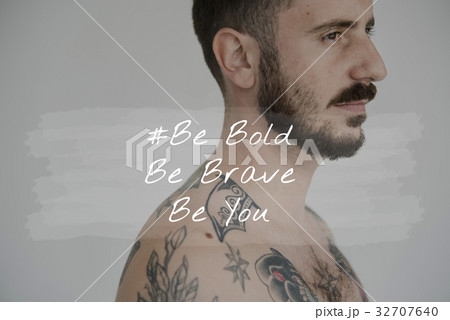 Life Motivation Word on Adult Tattoo Shirtless Man Background 32707640