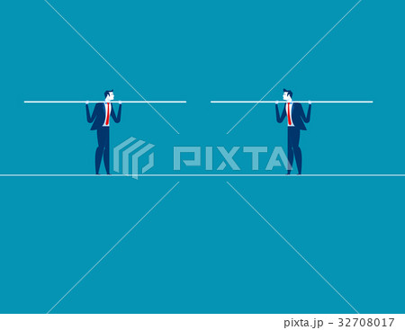 Two businessmen converge on tightrope.のイラスト素材 [32708017] - PIXTA