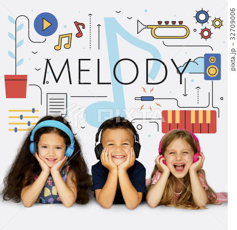 Music Note Melody Sound Play Word Graphic 32709006