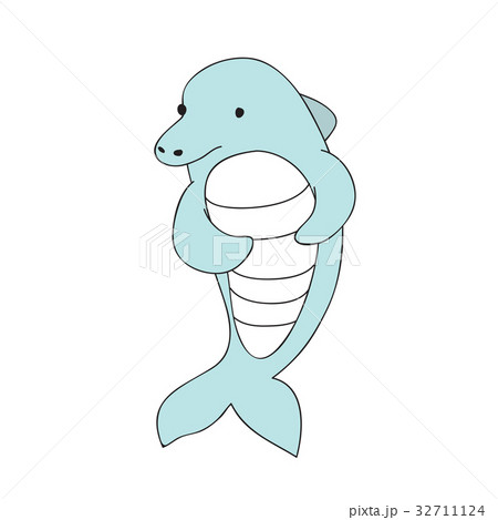 Cute cartoon Dolphin character, vector isolated Cute cartoon Dolphin character, vector isolated 32711124