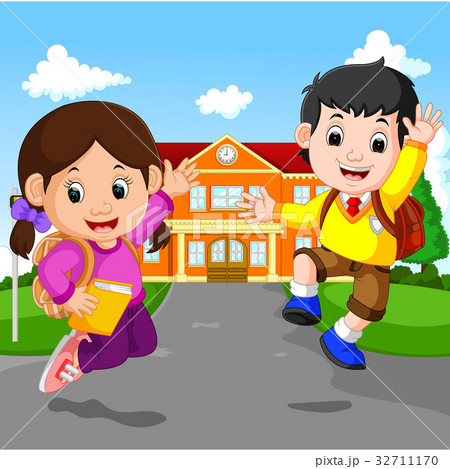 Happy little kids going to school 32711170
