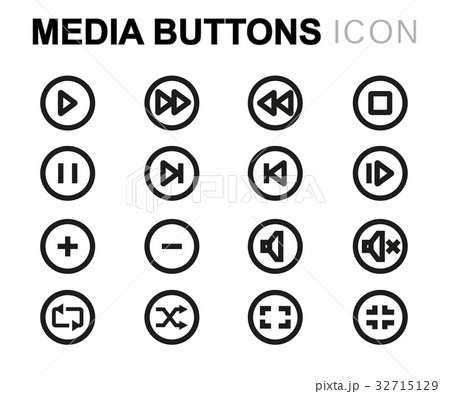 Vector line media buttons icons set Vector line media buttons icons set 32715129