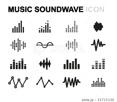 Vector line music soundwave icons set 32715130