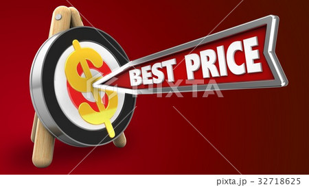 3d illustration of target with best price arrow 3d illustration of target with best price arrow 32718625