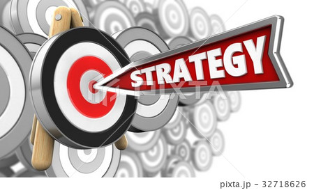 3d illustration of strategy arrow with  target  32718626