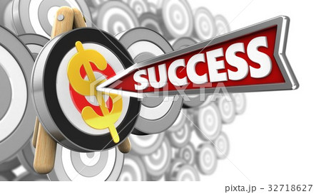 3d illustration of  target  with success arrow 32718627