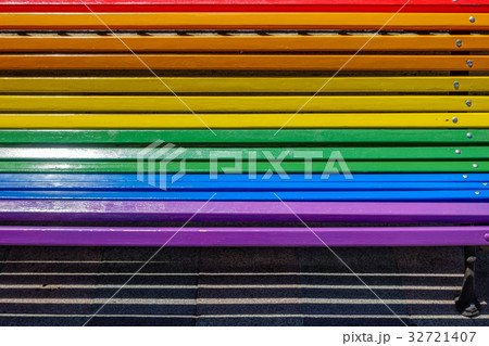Bench painted with rainbow colors Bench painted with rainbow colors 32721407