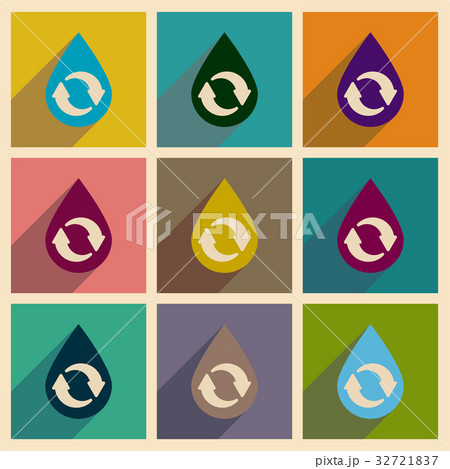 Concept of flat icons with long shadow drop 32721837
