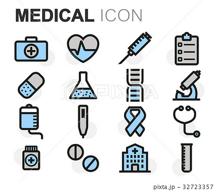Vector flat line medical icons set 32723357