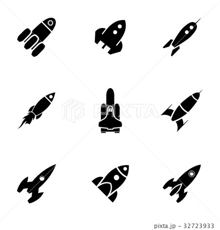 Vector black rocket icons set Vector black rocket icons set 32723933