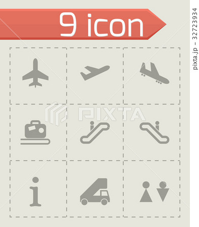 Vector black airport icon set Vector black airport icon set 32723934