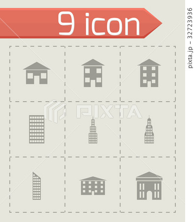 Vector black buildings icon set 32723936