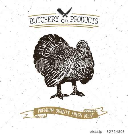 Butcher Shop vintage emblem turkey meat vector 32724803