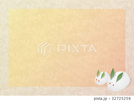 雪うさぎと南天パターン_黄b 32725259