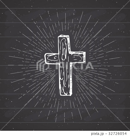 Vintage label, Christian cross religious vector 32726054