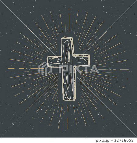 Vintage label, Christian cross religious vector 32726055