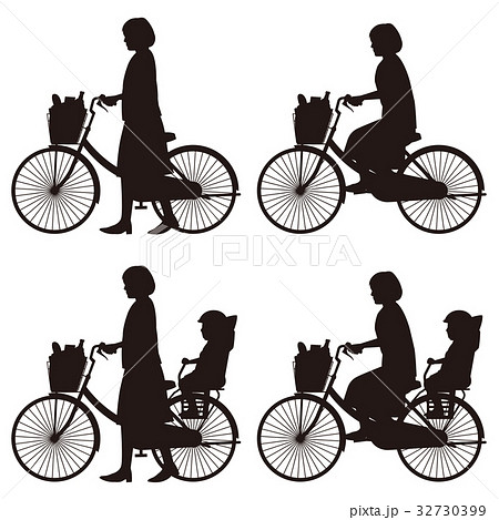 自転車と女性のイラスト素材