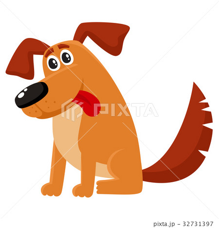 Funny dog, puppy character sitting with tongue out 32731397