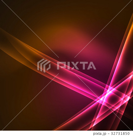 Energy lines, glowing waves in the dark, vector 32731850
