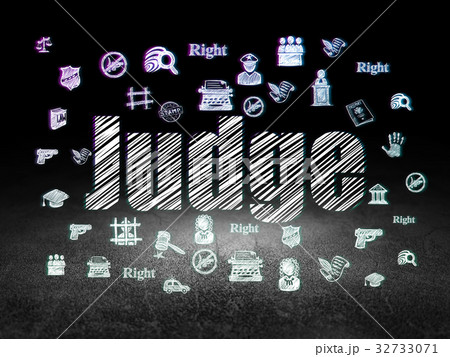 Law concept: Judge in grunge dark room 32733071