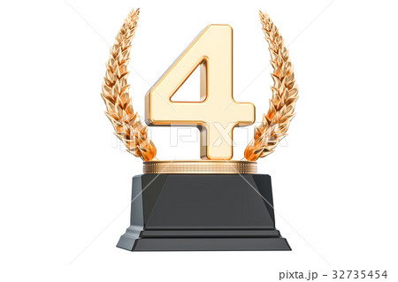Fourth place trophy cup, 3D rendering 32735454