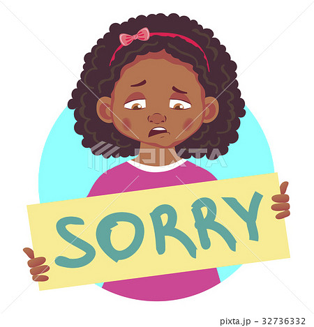 Sad african girl holding sorry poster 32736332